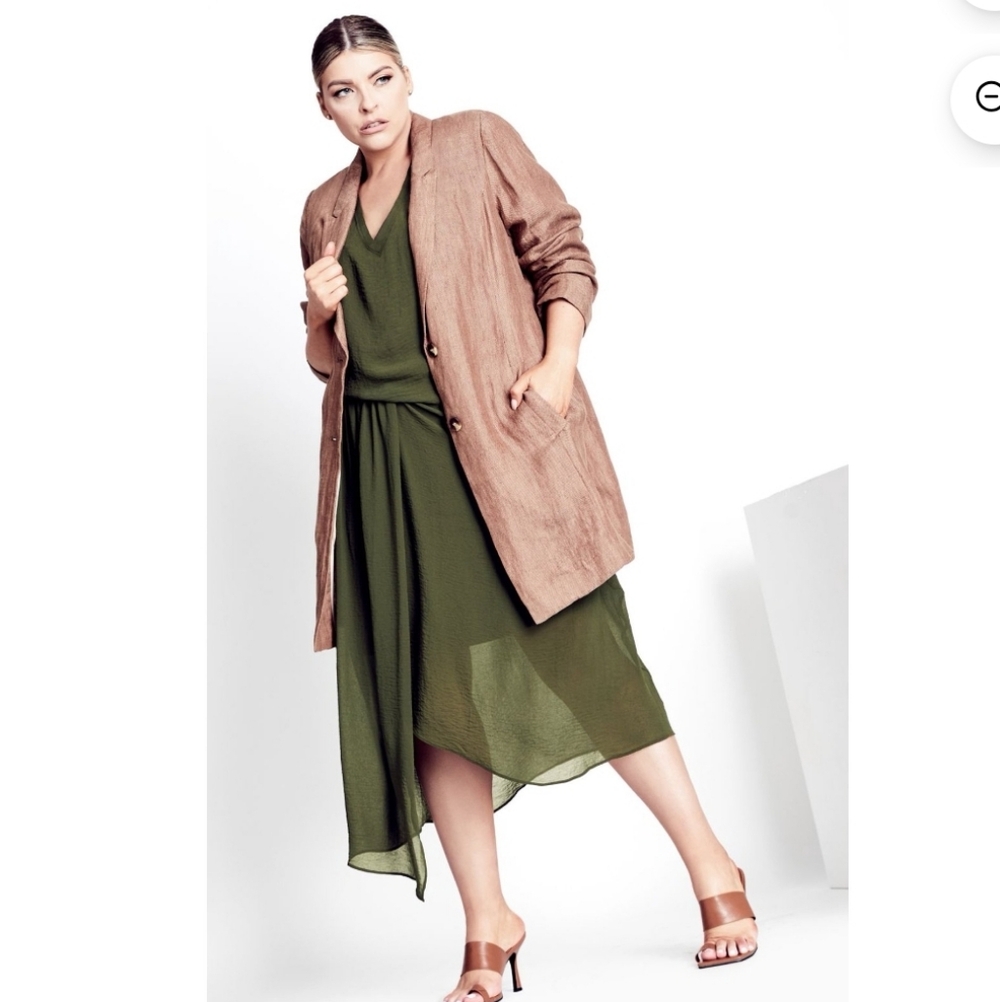 Refinity City Chic Brown Linen Coat M